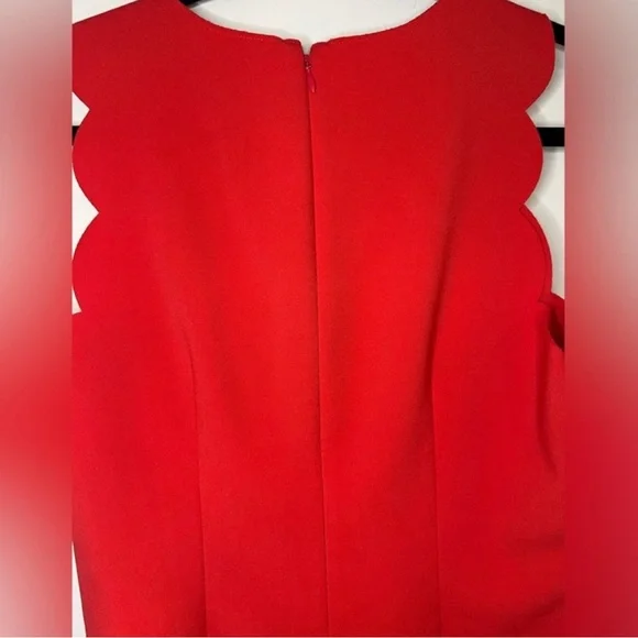 J. Crew - Coral Sheath Dress Scalloped Edge Sleeveless - Size 4 - Picture 3 of 9